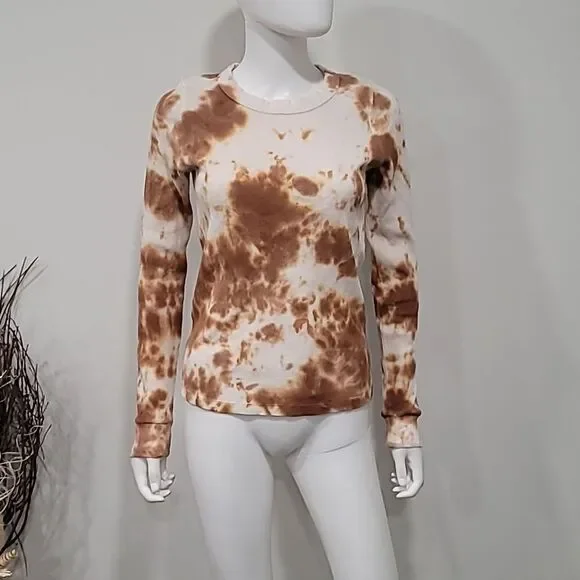 NWOT Mate The Label Ginger Tie Dye Crewneck Thermal Top - Picture 2 of 10